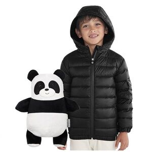 Kids' Black Hooded Puffer Jacket
